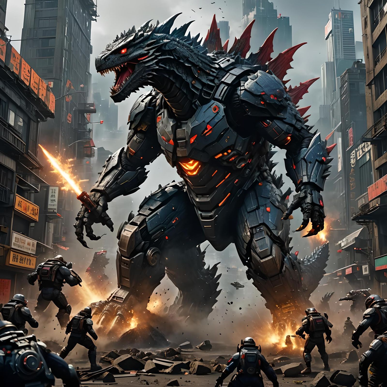 Mech Godzilla battle  by @Divine