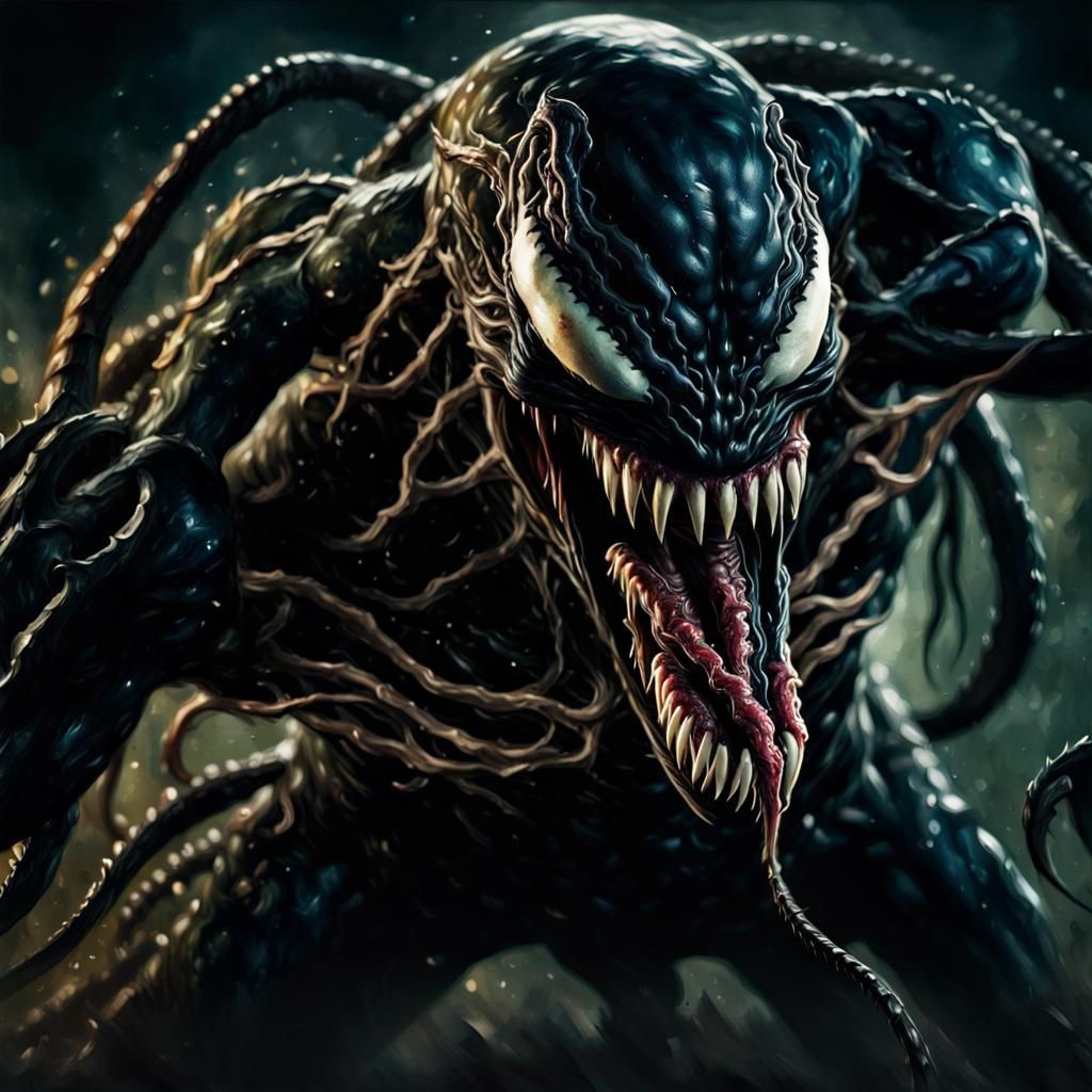 Snarling possessed Venom Symbiote beautiful stitched killer dark and ...