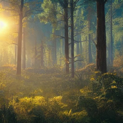 rural forest in golden hour