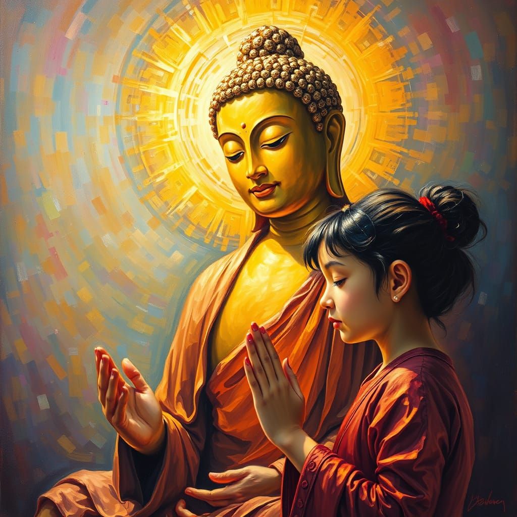 Devoted Daughter Under Divine Light