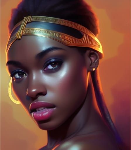 A Beautiful African American Female Magic Knight; head and s...