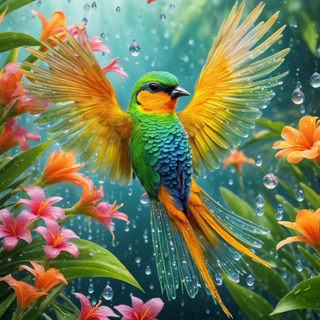 Leiothrix argentaurisIn flight