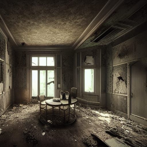 Interiors of an abandoned creepy house - AI Generated Artwork ...