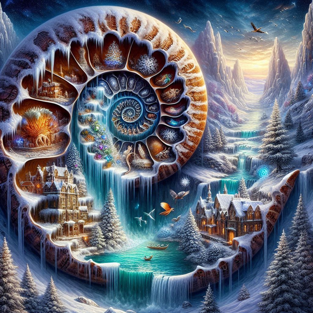 Winter Ammonite with Fantasy icescape