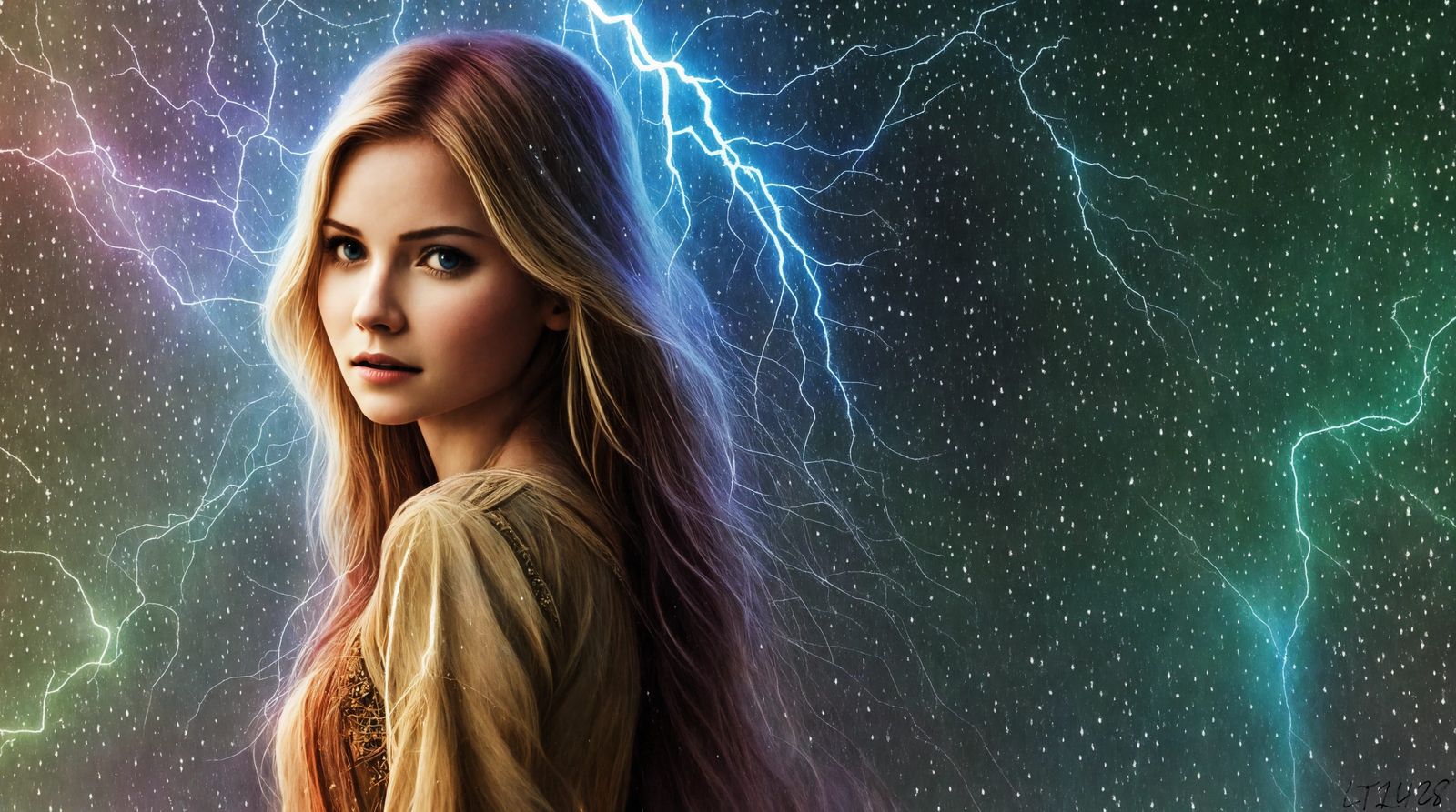 Fantasy Colorful Side Look Dress Made of Hair