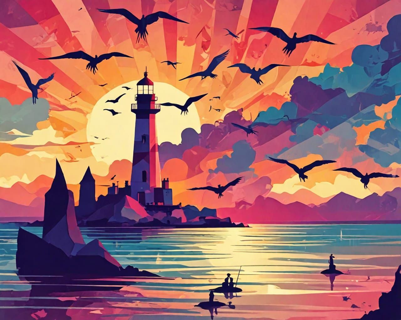 Lighthouse. Abstract scene.