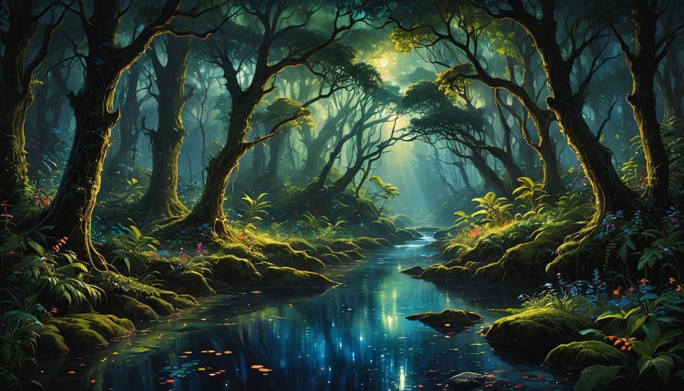 Enchanted forest at night  by @Daleone