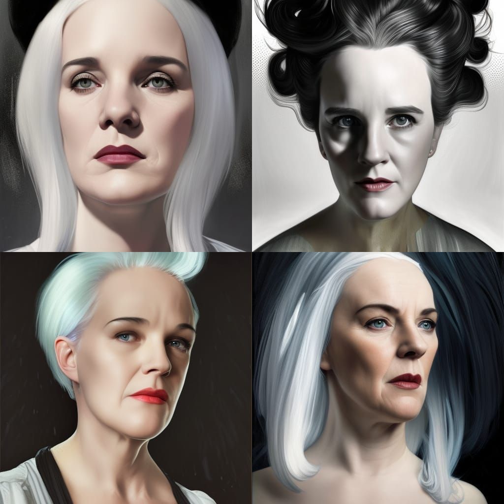 woman with black and white hair (young Julie Andrews) :: 32k...