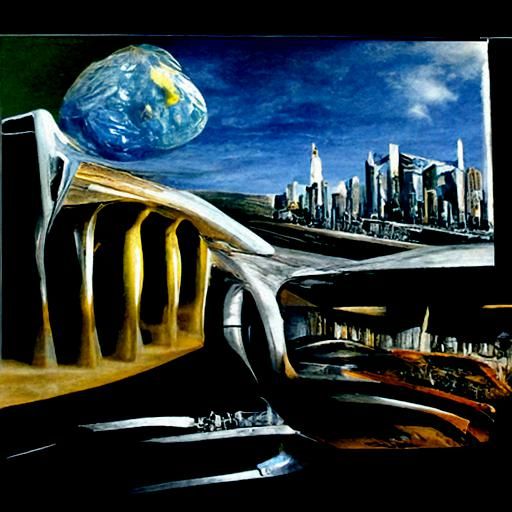 Alien Cityscape in Hyperrealistic Expressionist Style