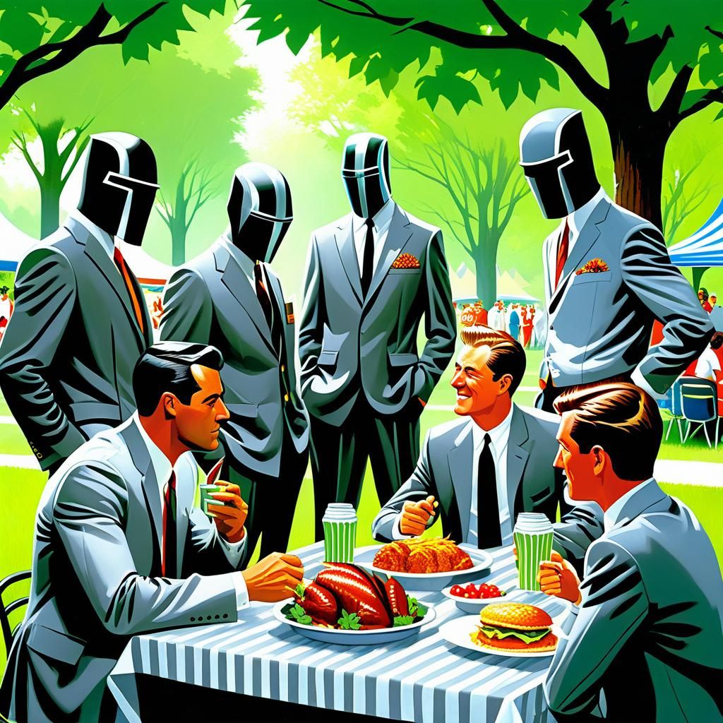 Evil Henchmen Family Picnic - AI Generated Artwork - NightCafe Creator