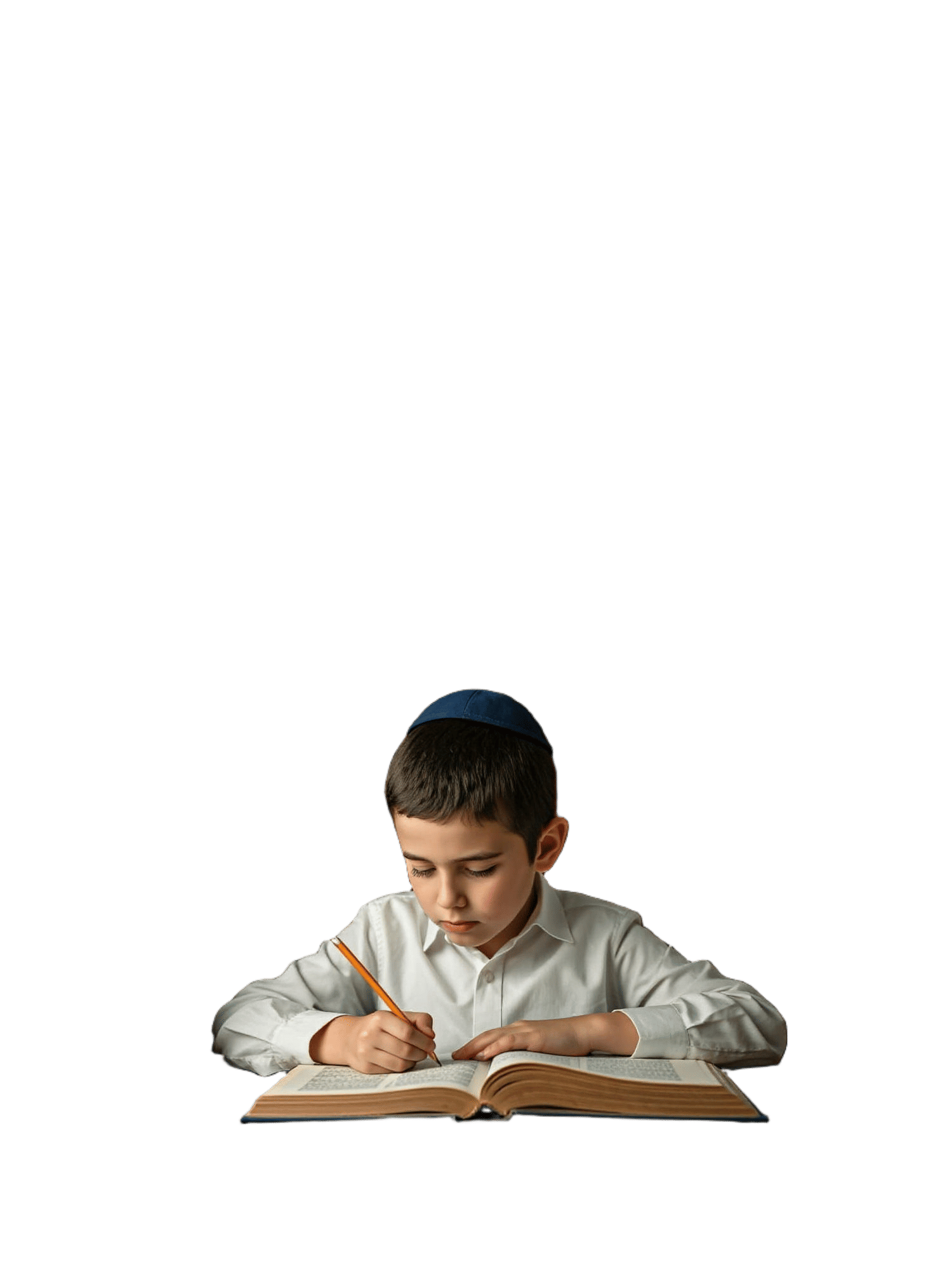 Haredi Child Immersed in Sacred Torah Study