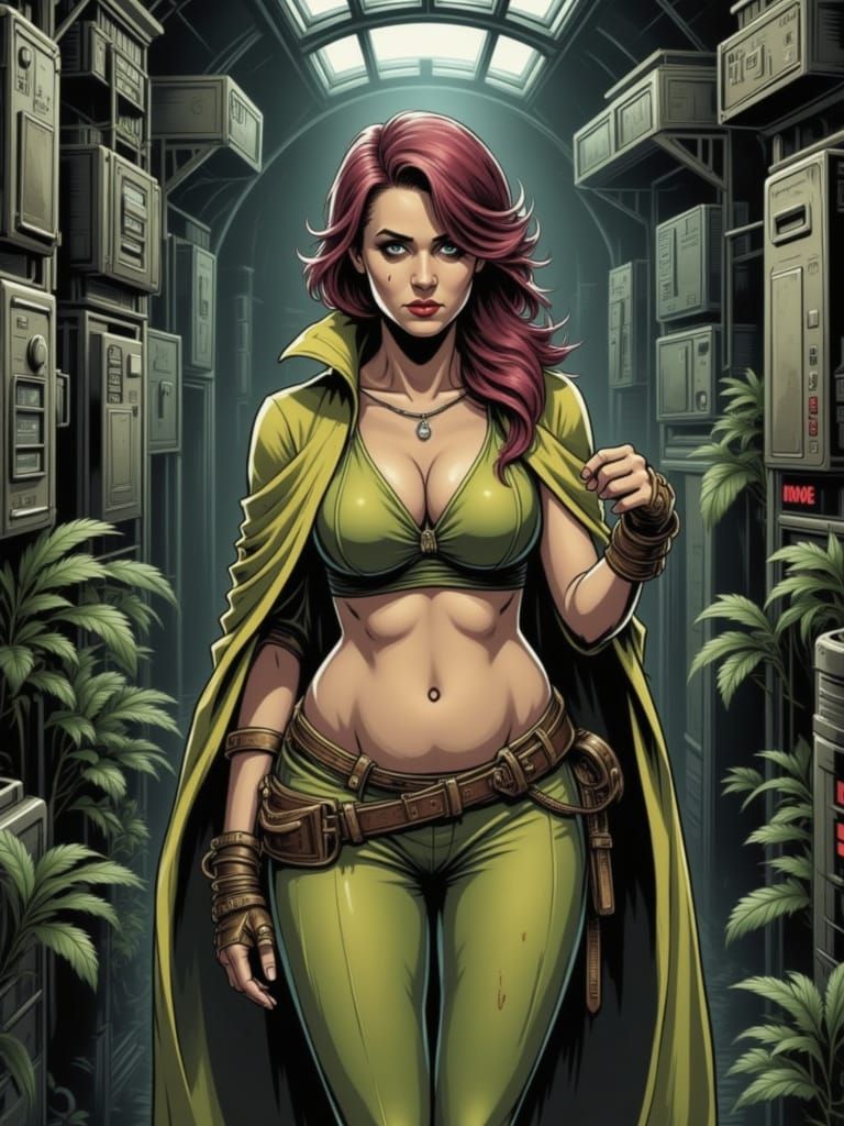 Facing away a beautiful middle eastern plus size Arab woman engineer wrapped in a Chartreuse 2 piece bikini <lora:Fragments of Dusk:1.0> bea...