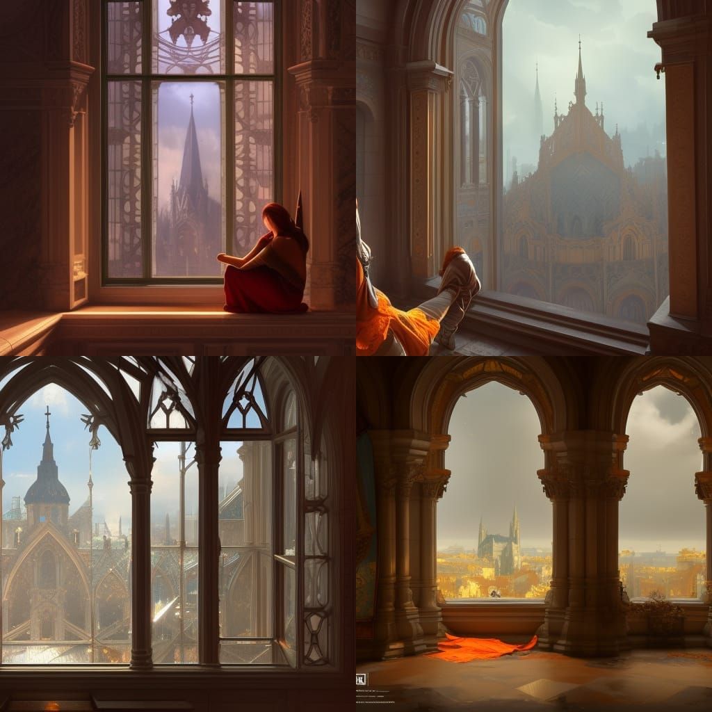 looking out window in basilica