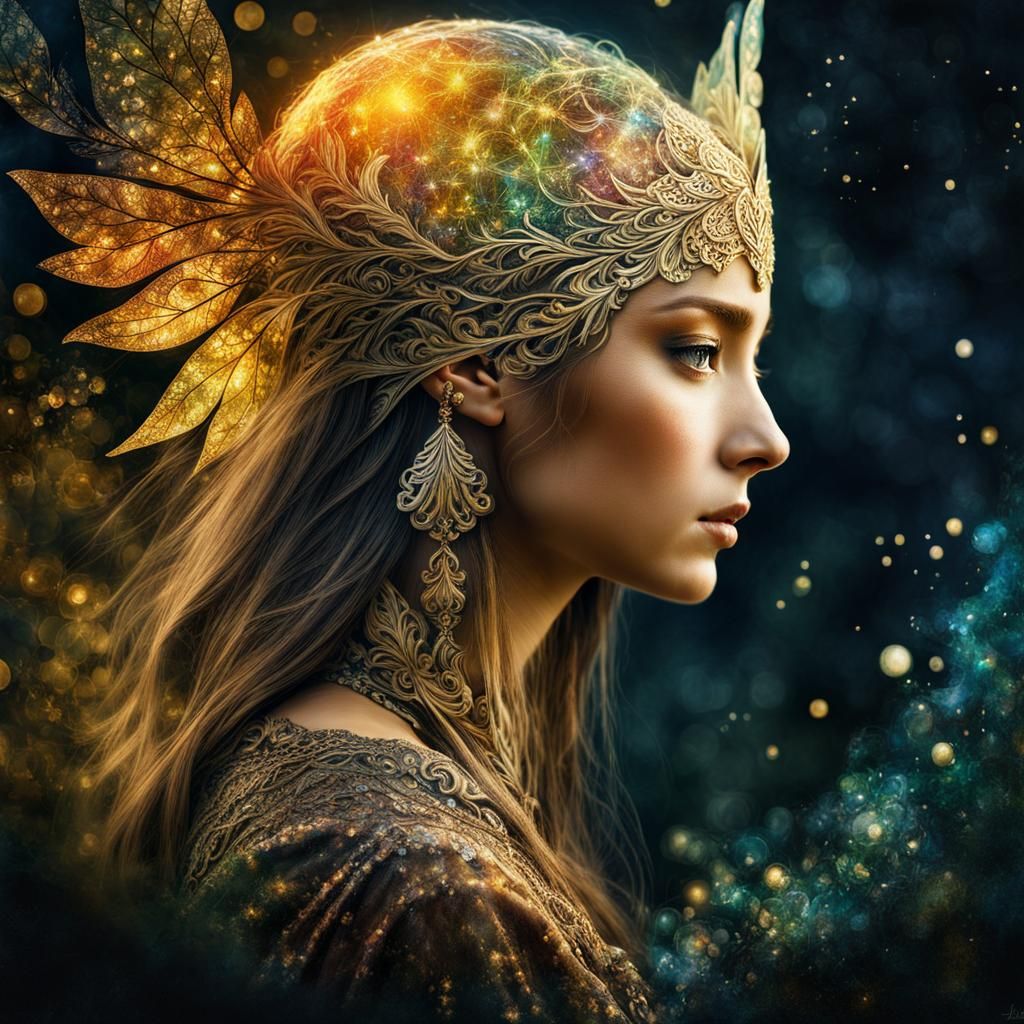 Double exposure elven silhouette  by @Hotaru