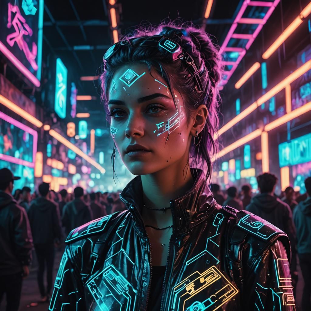 Neon jacket and tattoos
