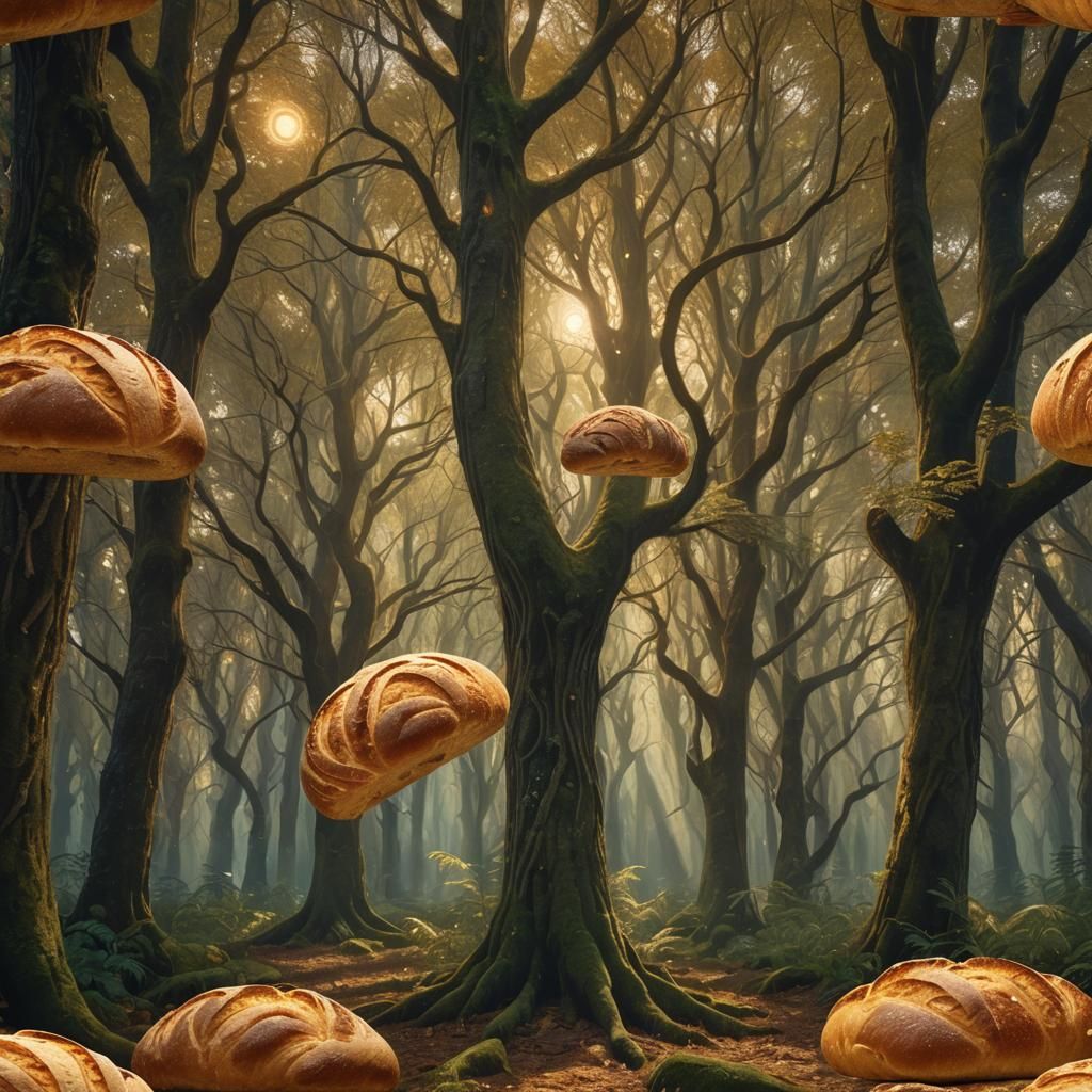 Mystical Bread Loaf in Klimt Golden Period Style