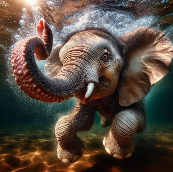 Elephant playing the octopus