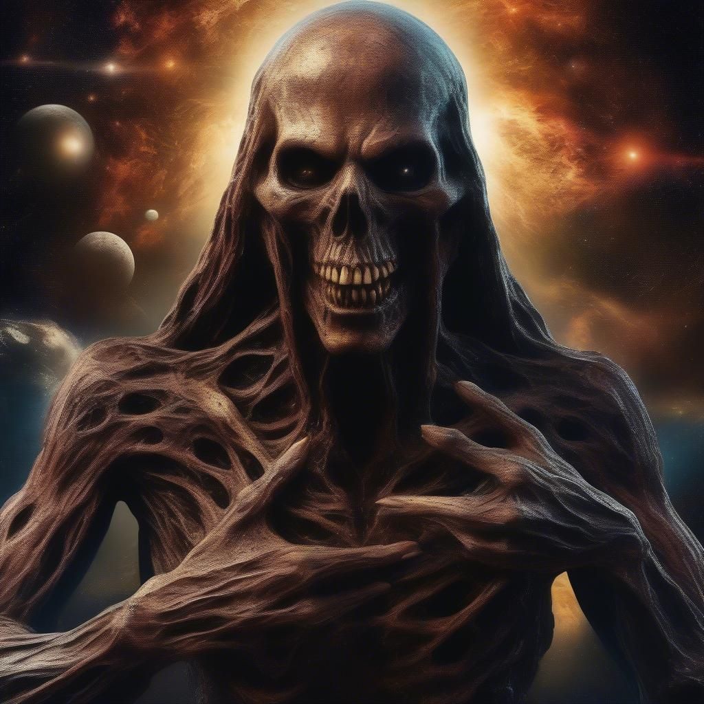 Haunting painting horror art creations of my evil original character Ultimar himself