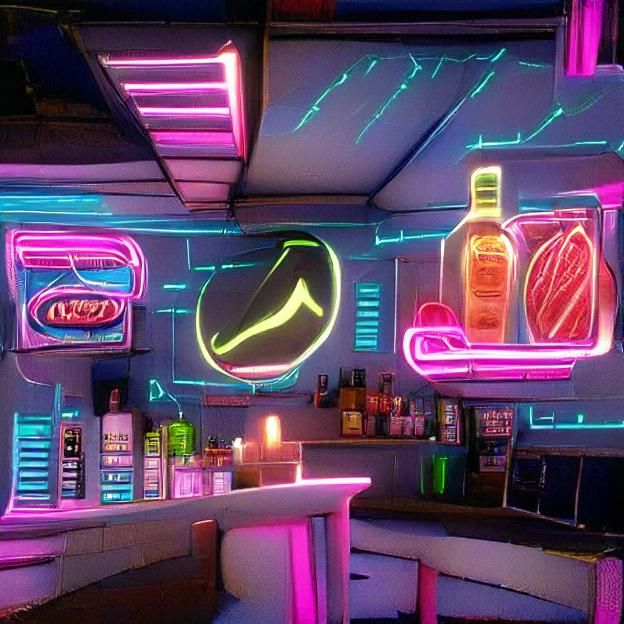 retro neon bar psychedelic