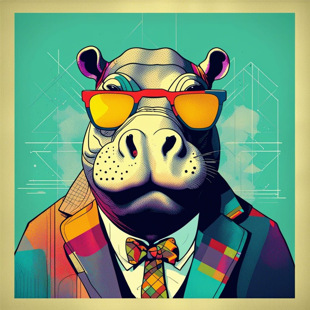 Hipster Hippo 1.0 - AI Generated Artwork - NightCafe Creator