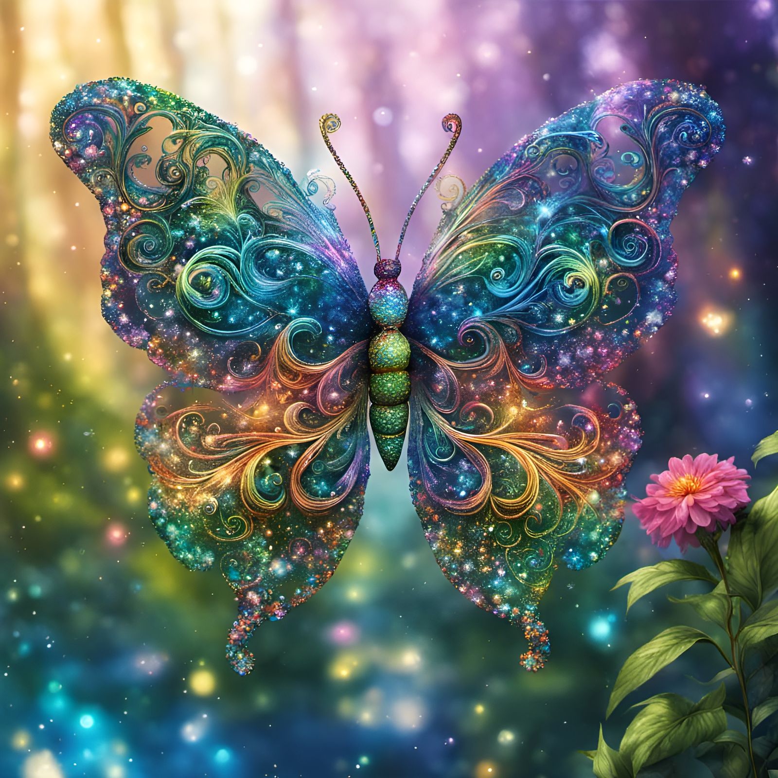 Glistening Glitterfly - AI Generated Artwork - NightCafe Creator