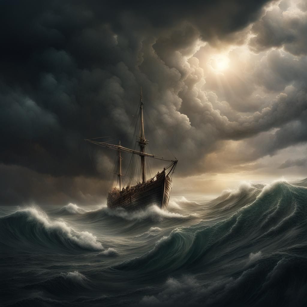 Following Jesus through the storm - AI Generated Artwork - NightCafe ...