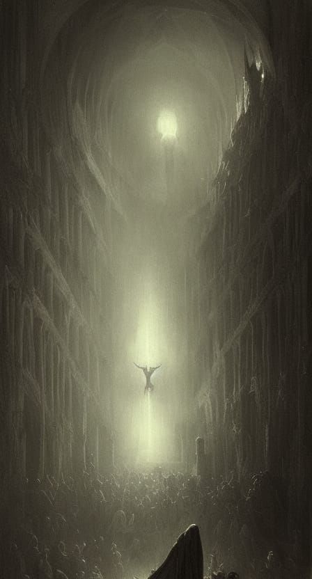 Satan is waiting for you horror Gustave Doré Greg Rutkowski,...