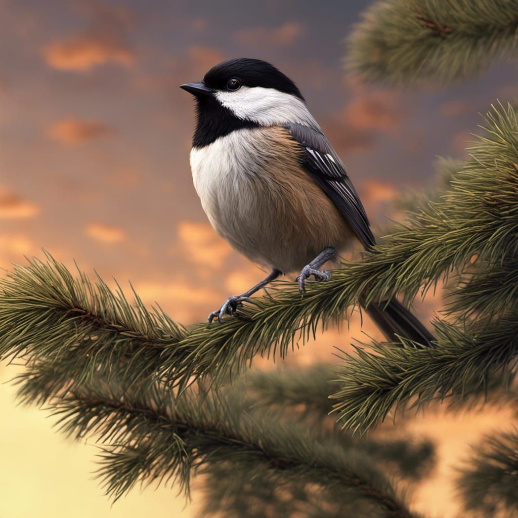 Chickadee in Spruce