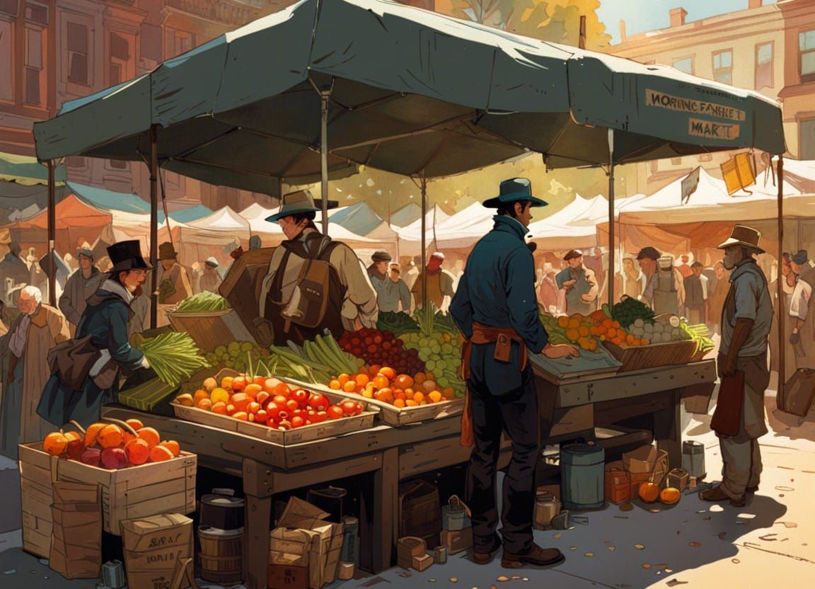 Morning Farmers Market - AI Generated Artwork - NightCafe Creator