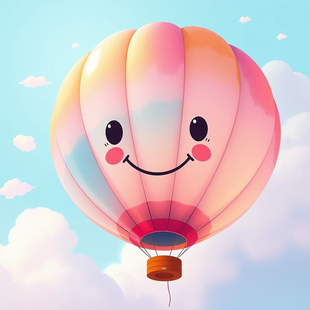 Whimsical Floating Balloon in Pastel Hues