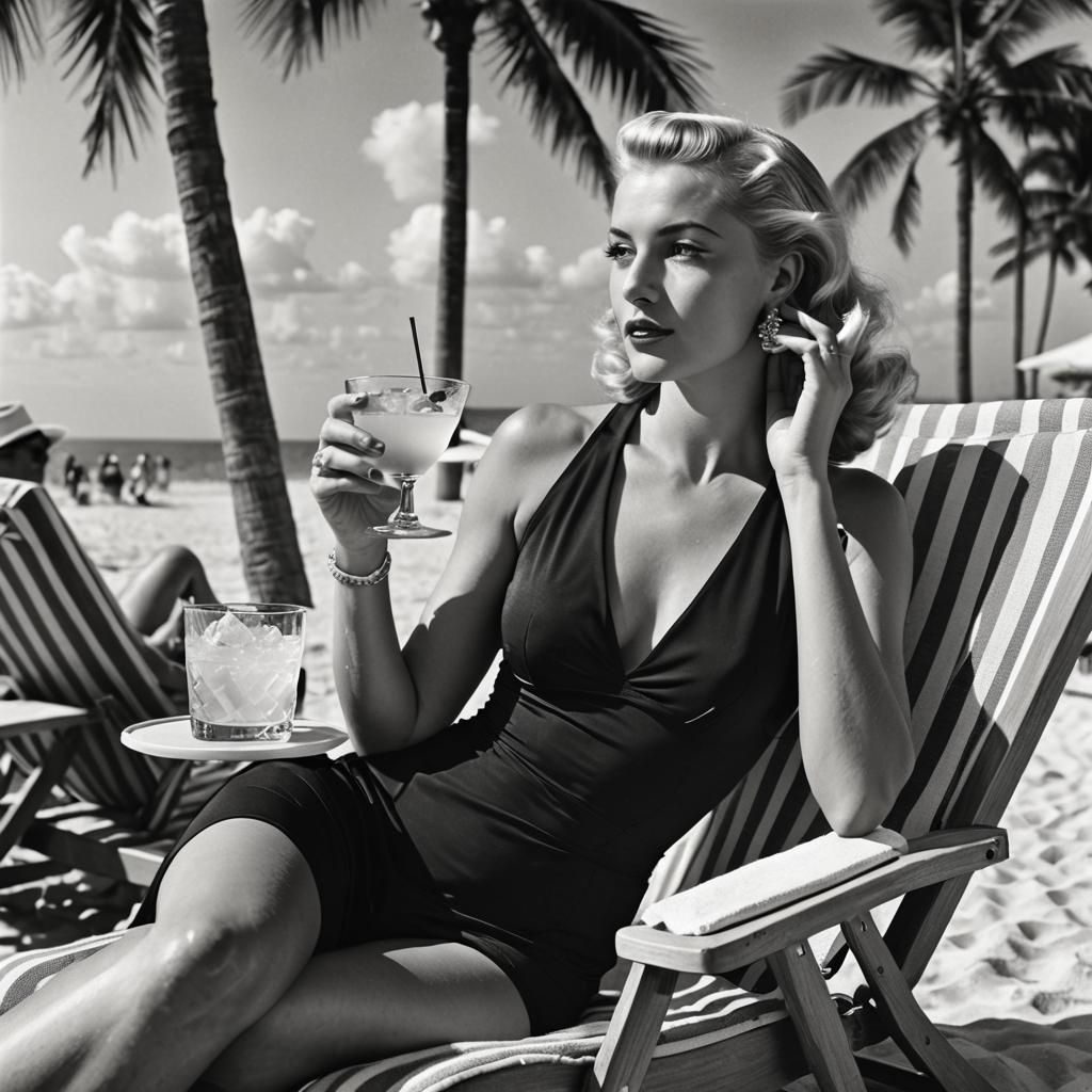 black and white photo portrait of a Beautiful blond woman in...
