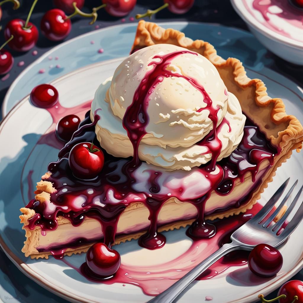 Vanilla custard cherry pie.  by @1TP