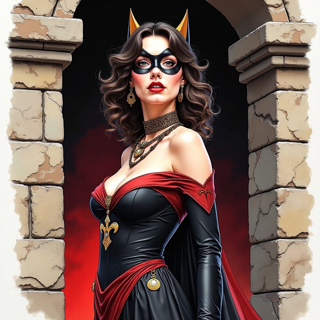 Batgirl wearing beautiful dress rome