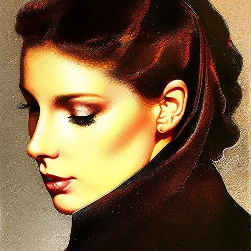 Anime Princess Portrait with Flowing Ink and Paint