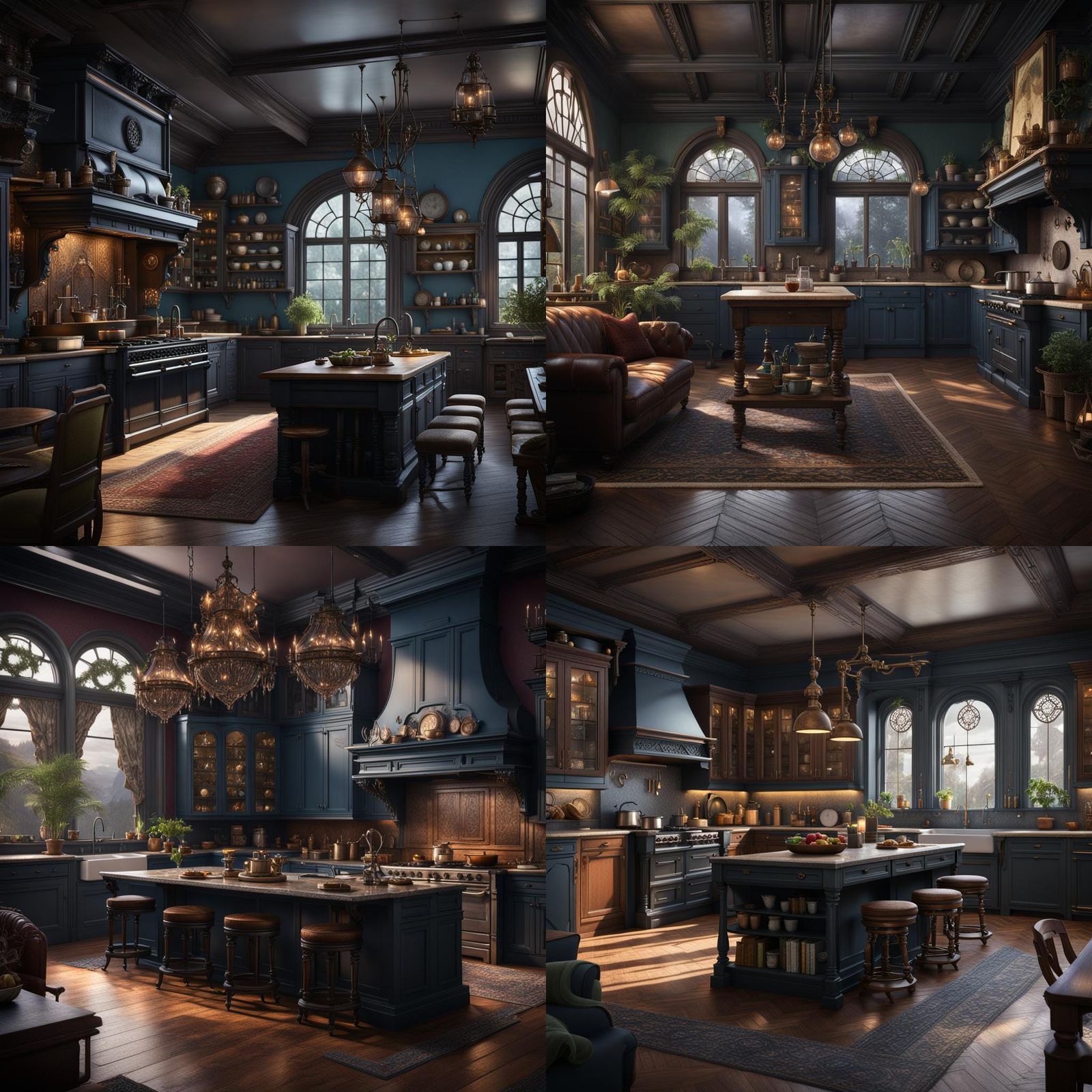 Open concept moody Victorian kitchen - AI Generated Artwork - NightCafe ...