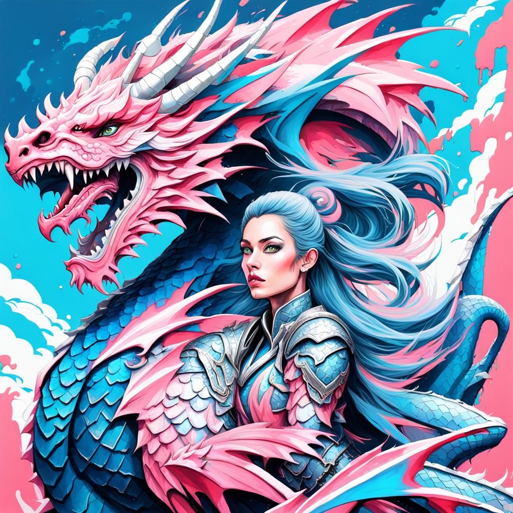 woman and dragon