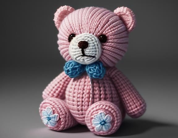 Transgender Pride Knitted Teddy Bear: 8K Fantasy Art