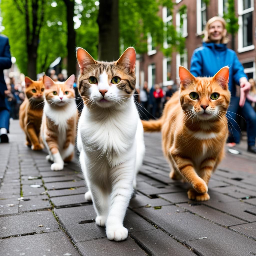 Cat Parade in Amsterdam AI Generated Artwork NightCafe Creator