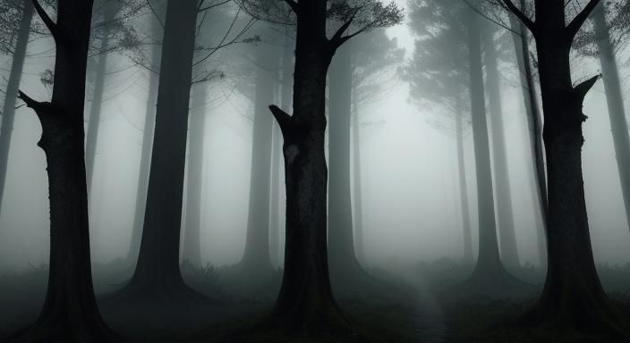 fog night forest darkness no light