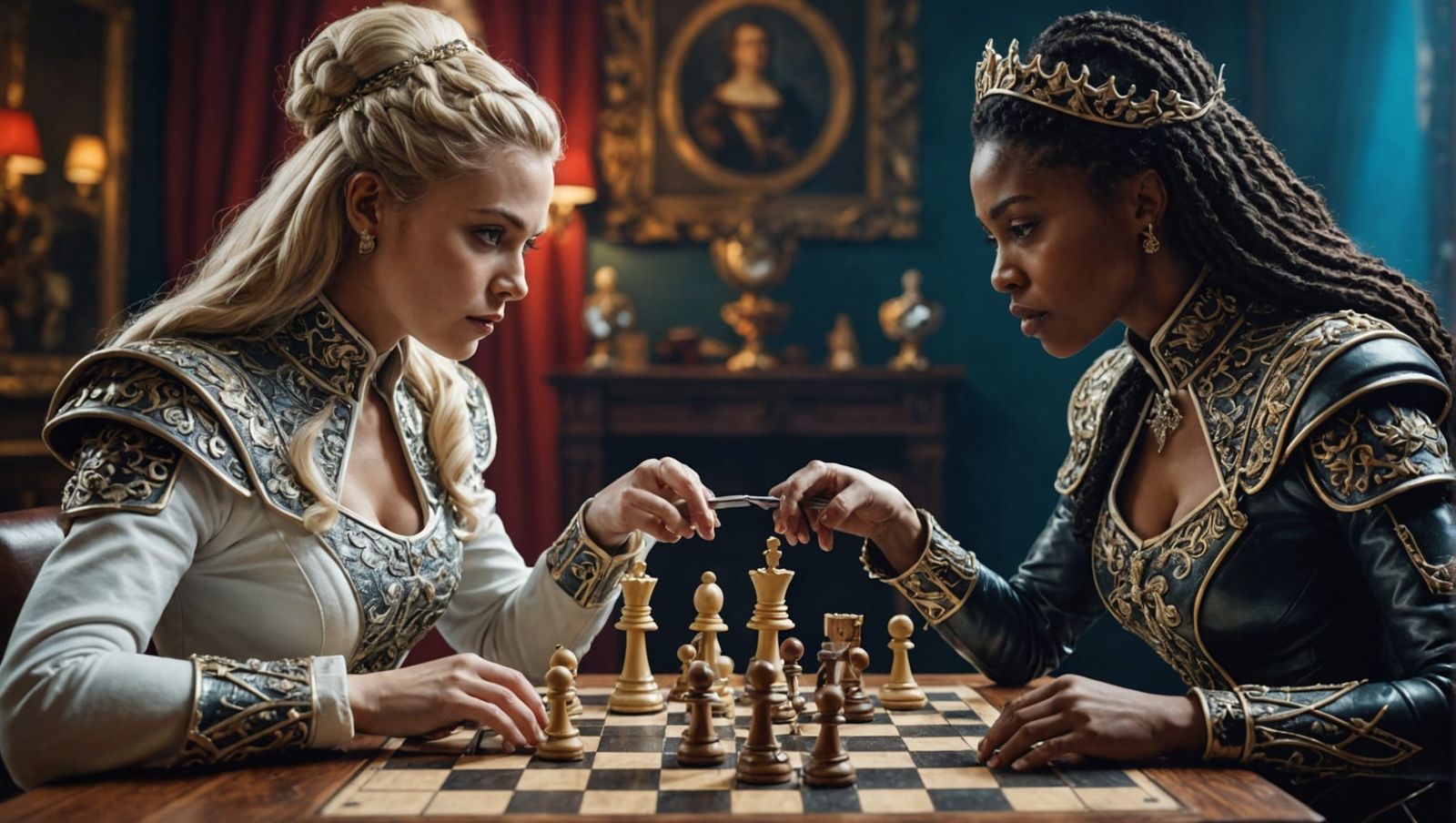 The white chess queen and the black chess queen    by @Maria_fairy_id