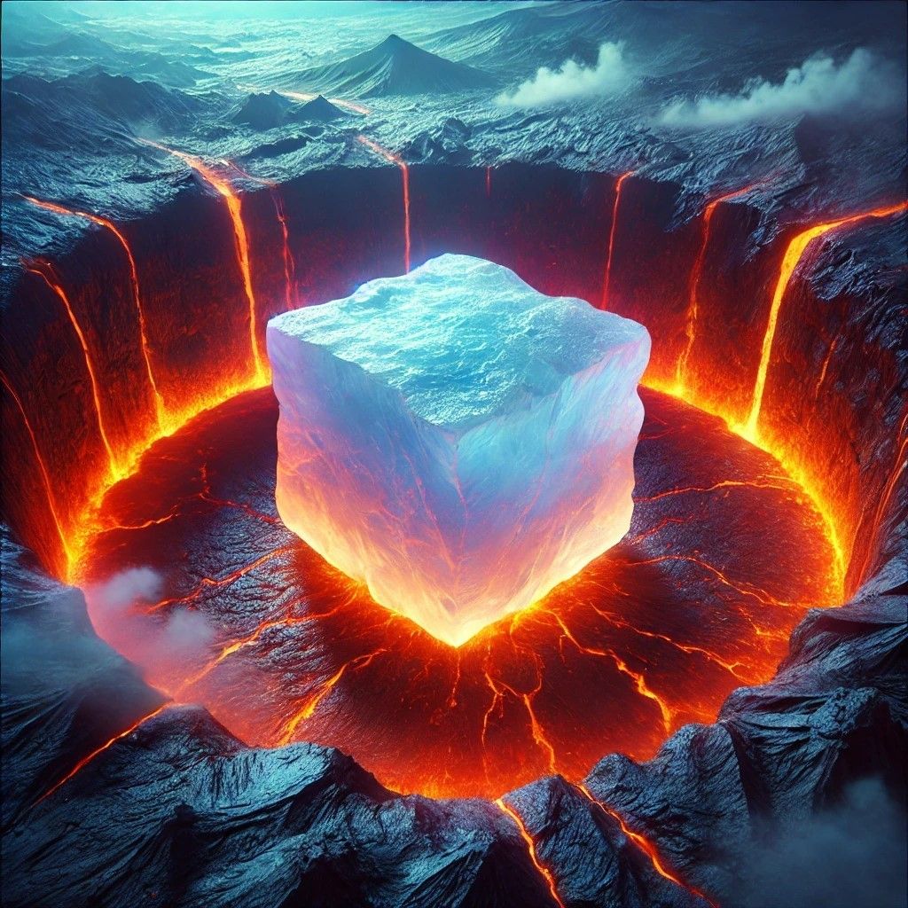 קרח באמצע הר געש, מרהיב ביותר...