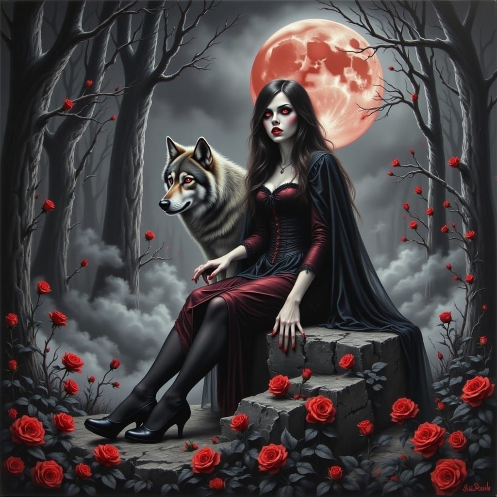 <lora:GothicVampireFlux:1.0> 