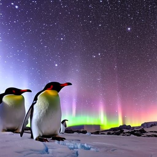Penguins' Starry Night  by @TchrAtHeart
