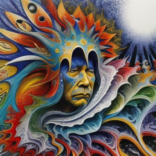 Psychedelic Fractal Abstract Constructivism in Expressionist...