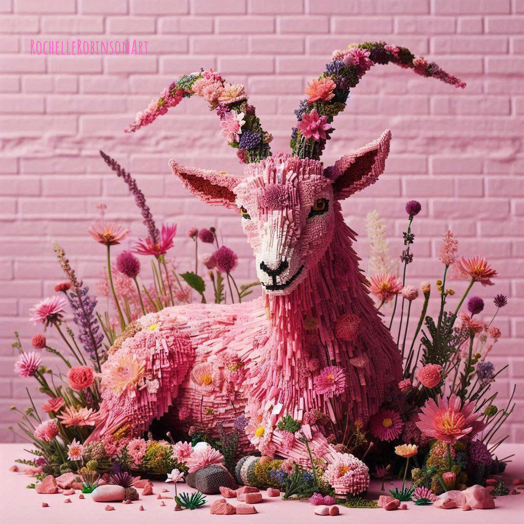 Gail a Nubian Goat in Pink Floral Art