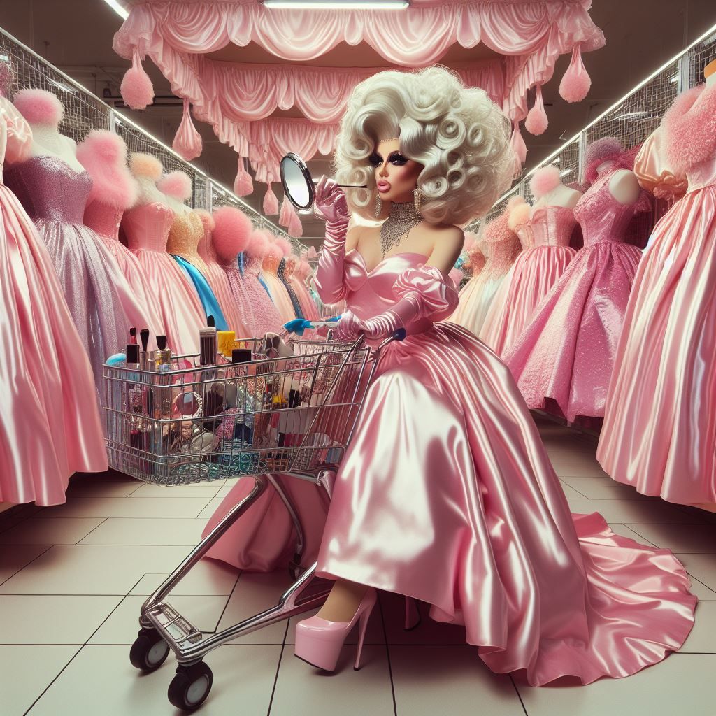 Satin Wonderland of Sissy Dresses and Wigs and Gloves and Ma...