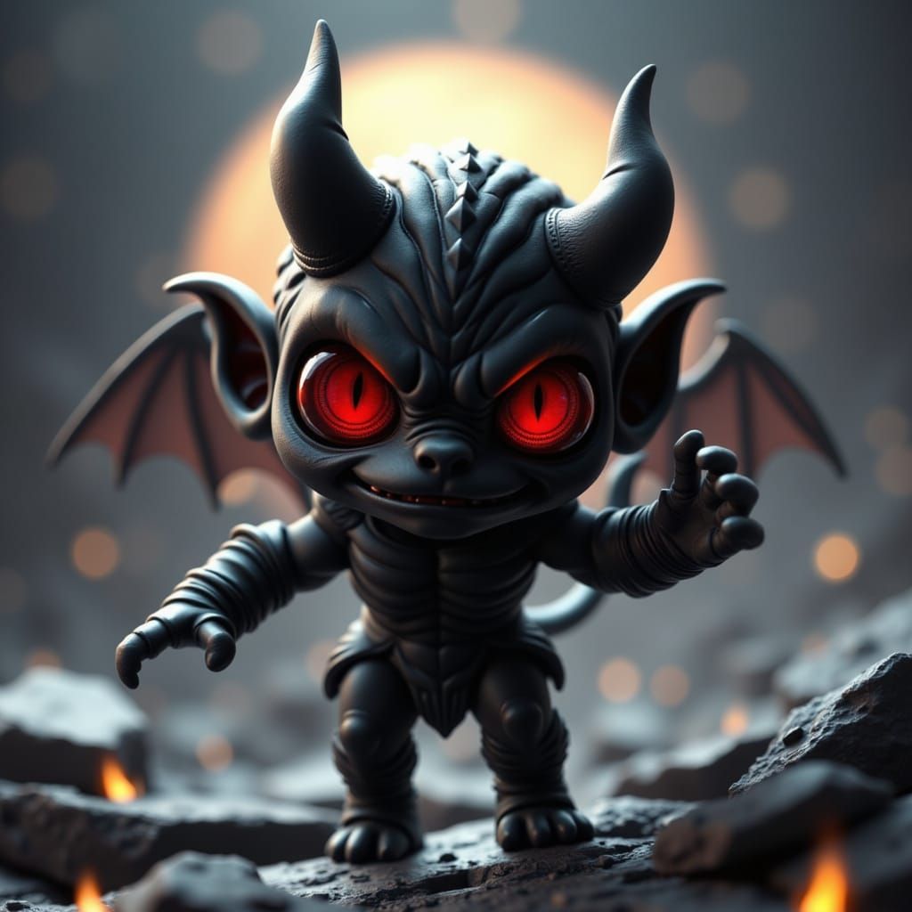 <lora:Chibi-Chibi:1.0> a chibi Demon emerging from the broken ground.