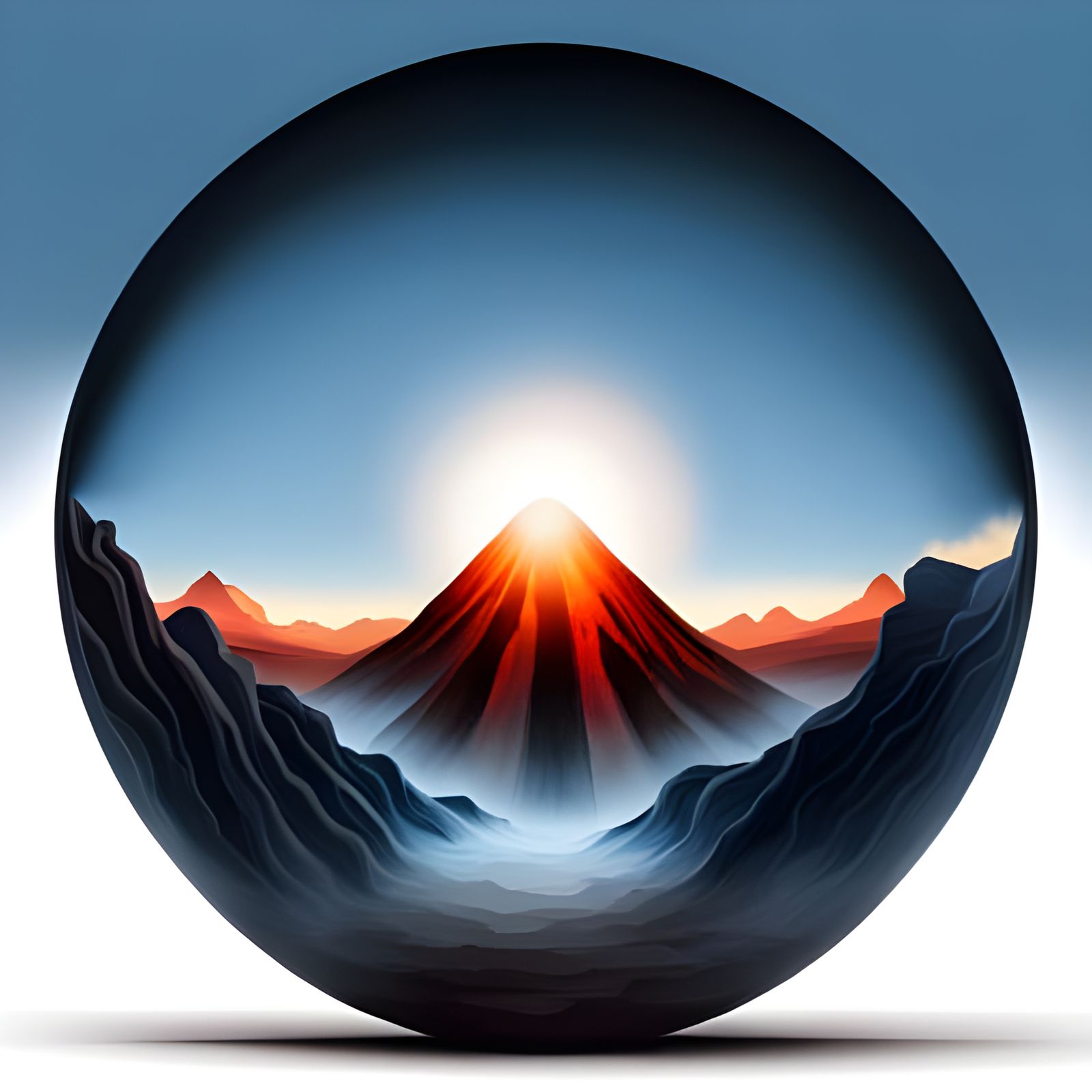 A crystal ball showing a volcanic hellscape  by @Balanth