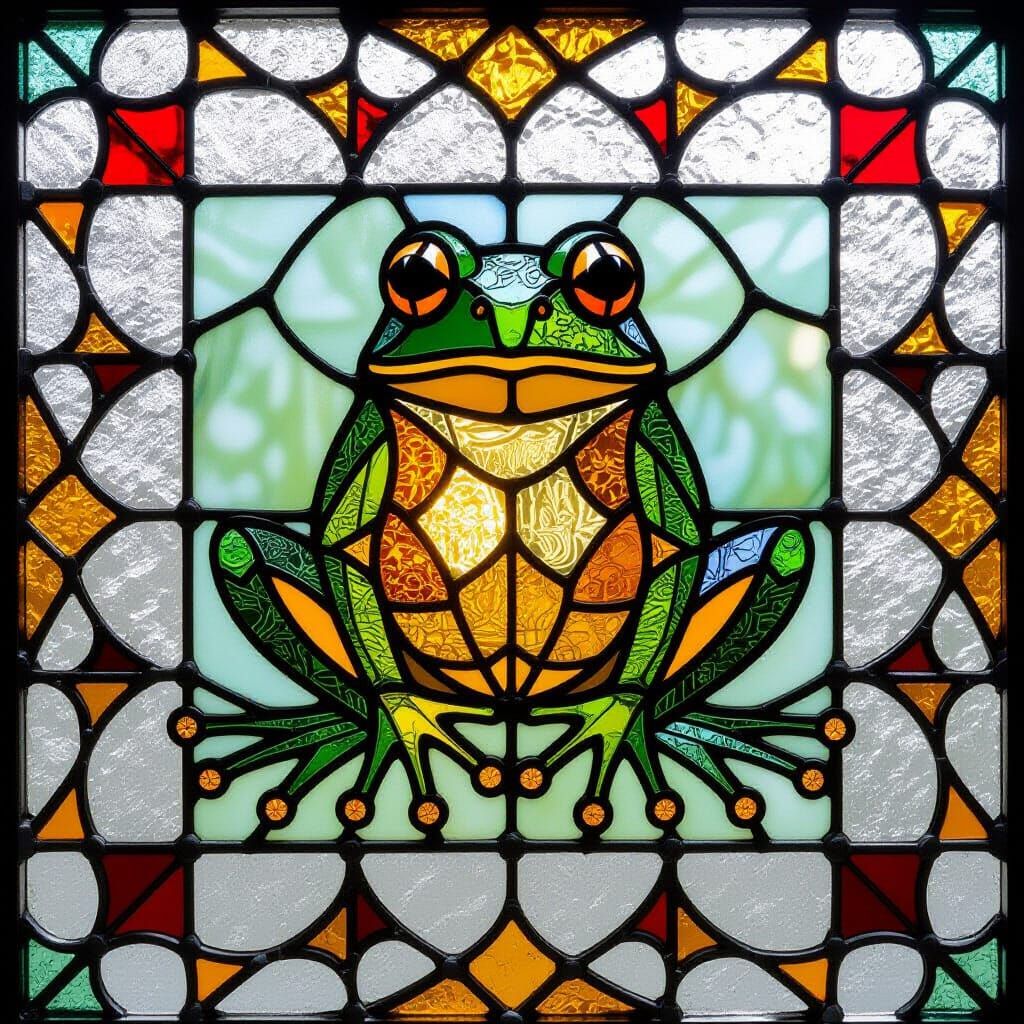 Stained glass frog  by @Staircase Flash