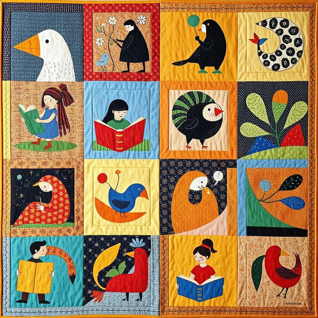 Children's Reading Patchwork Quilt  by @SLeigh